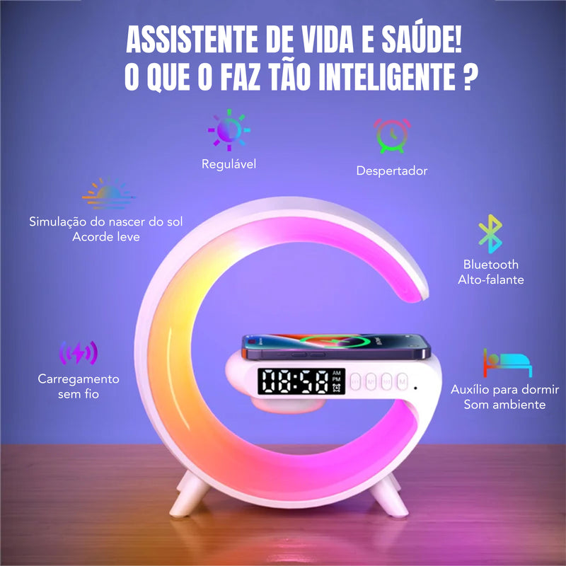 Carregador G-Steaker - Carregador Indução Smart, Luminária, Caixa de Som e Relógio